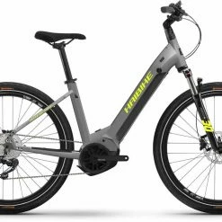 Haibike Trekking 6 Cross Gloss Grey Neon VTC électrique Col De Cygne