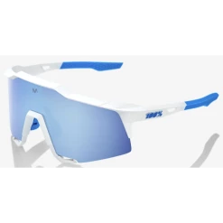 Lunettes 100% Speedcraft Team Movistar Blanc / Verres Miroir HiPER Bleu Multicouche