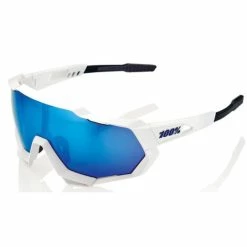 Lunettes 100% Speedtrap Blanc Mat / Verre HiPER Bleu Multicouche